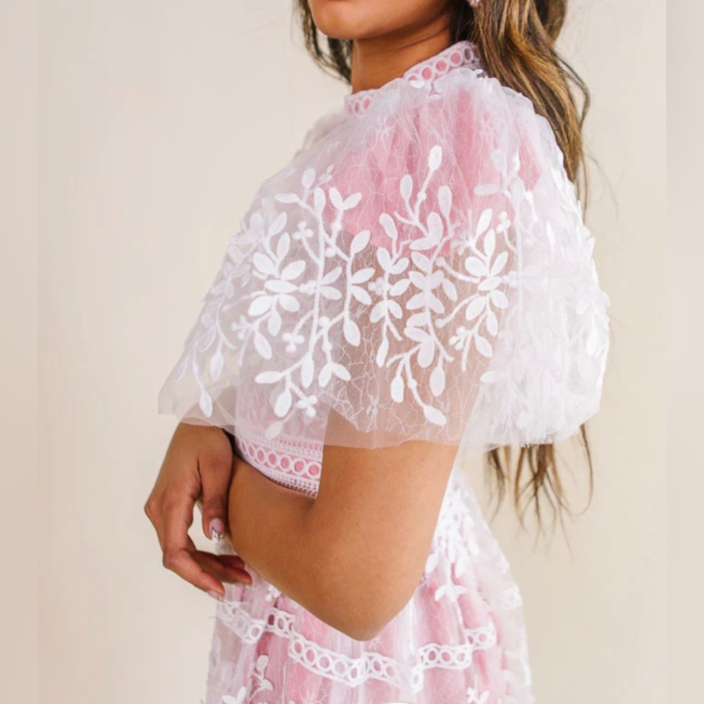 Ivy City Co Sicily Dress with Flutter Sleeves in Pink - Picture 2 of 16